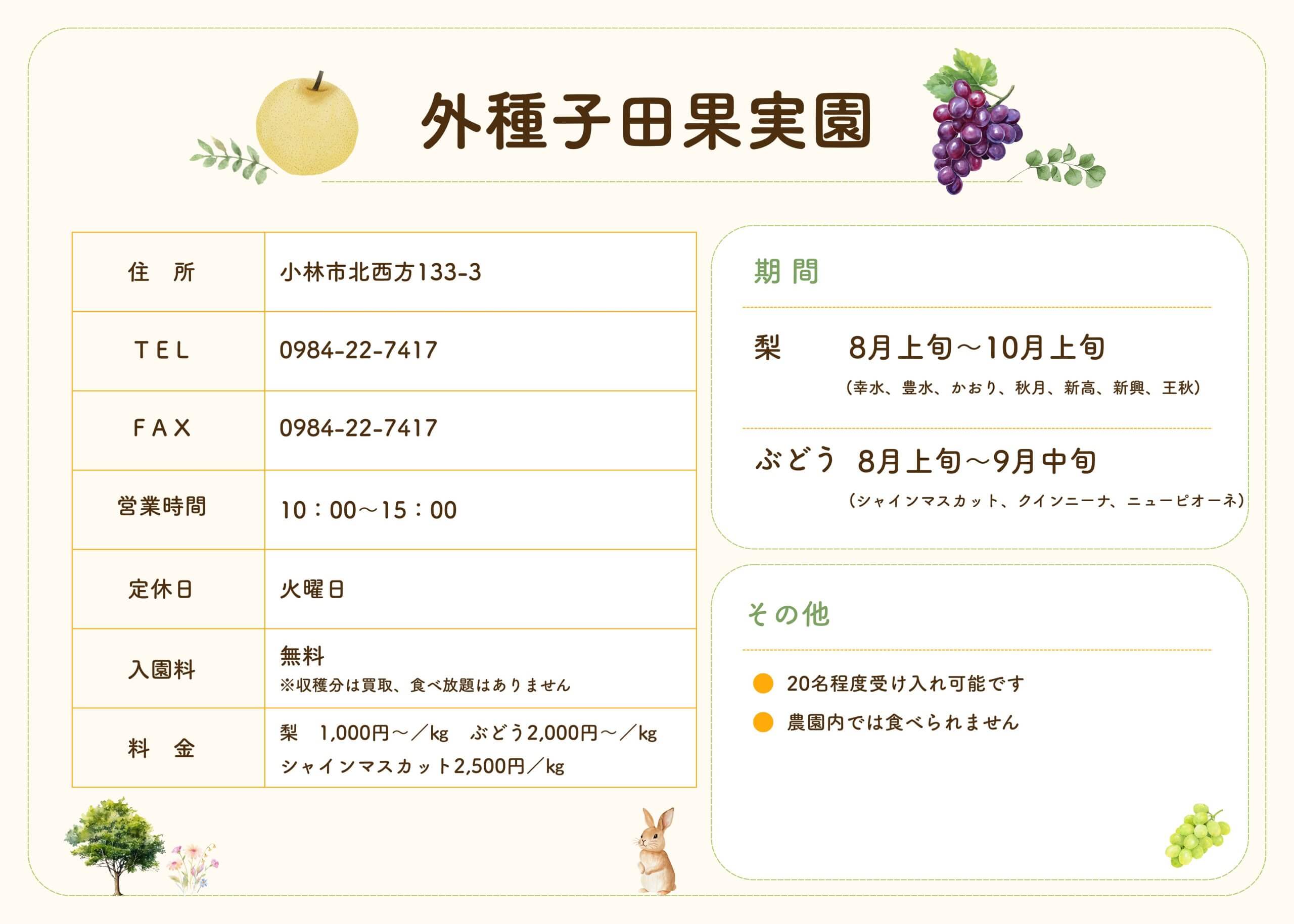 外種子田果実園の情報