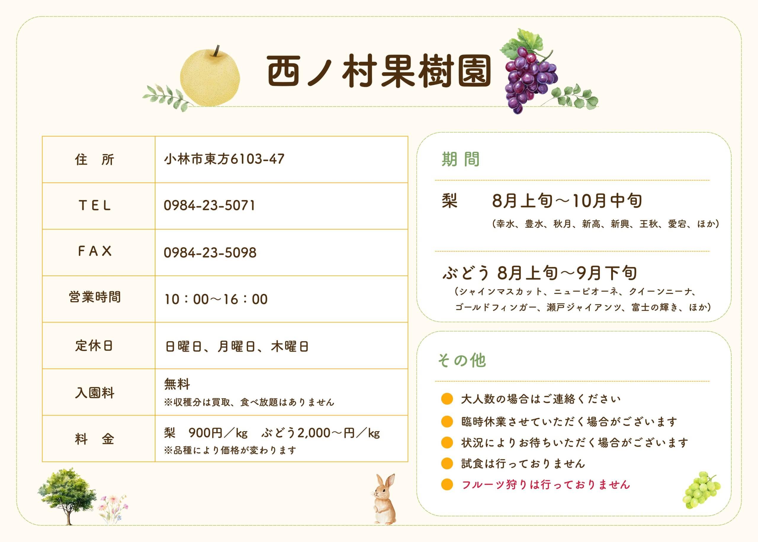 西ノ村果樹園情報