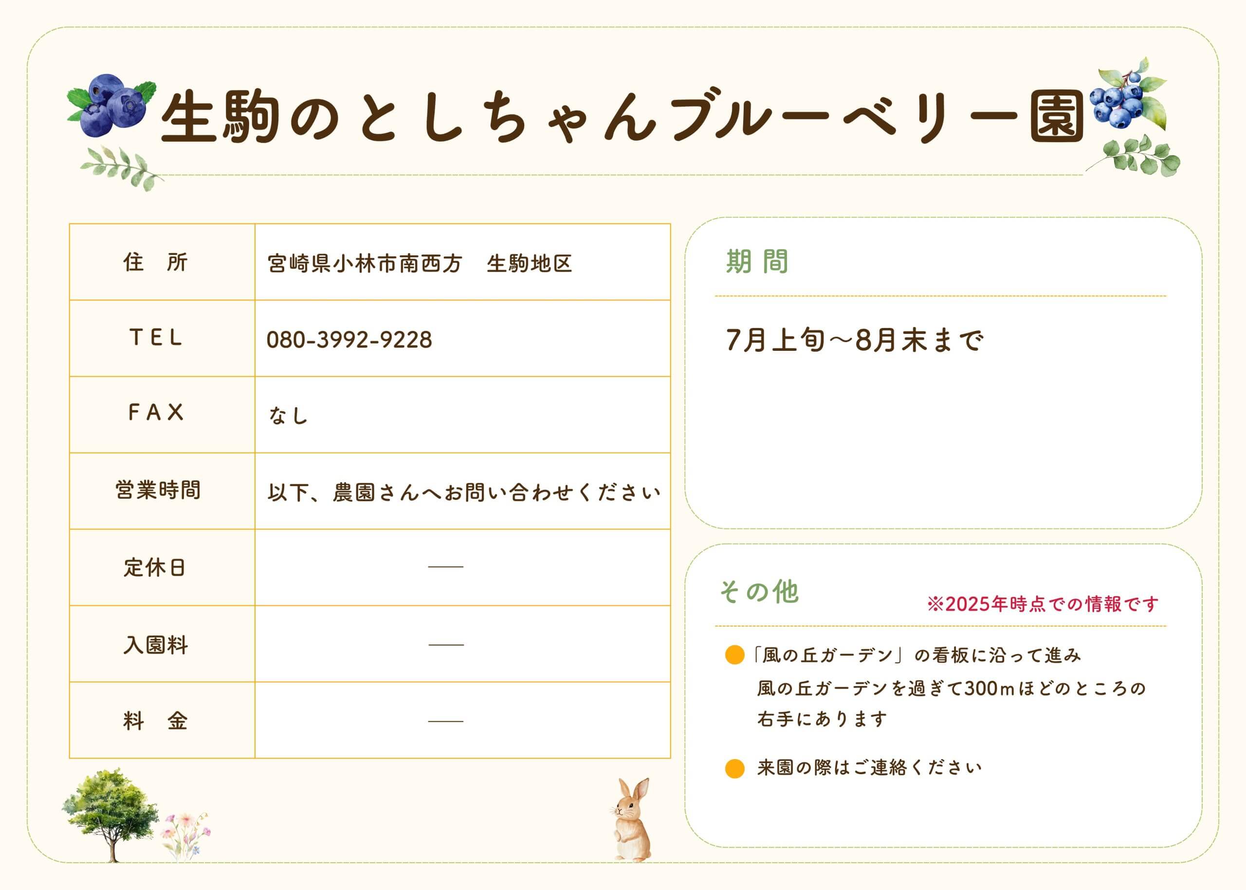 生駒のとしちゃんブルーベリー園の情報